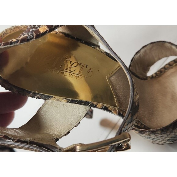 MICHAEL KORS Snakeskin Leather Womens Platform Strappy Heels Jet Set 6 Size 7.5 - Picture 7 of 9